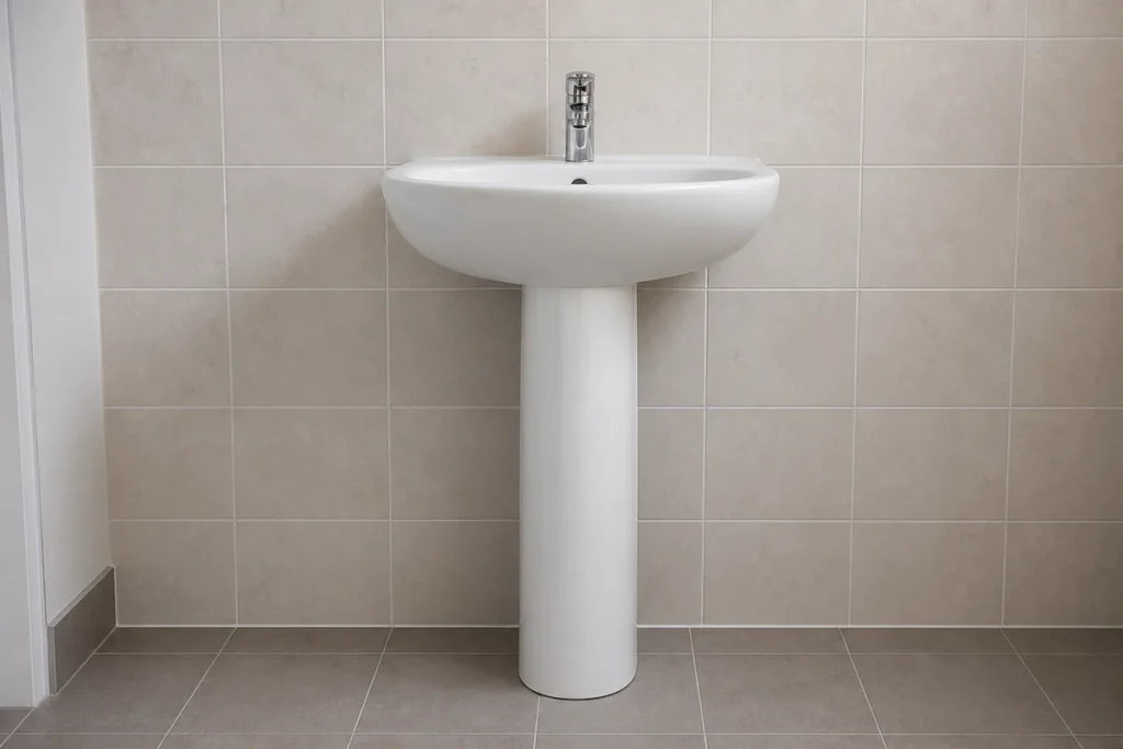 Lavabo sur colonne dans une salle de bain