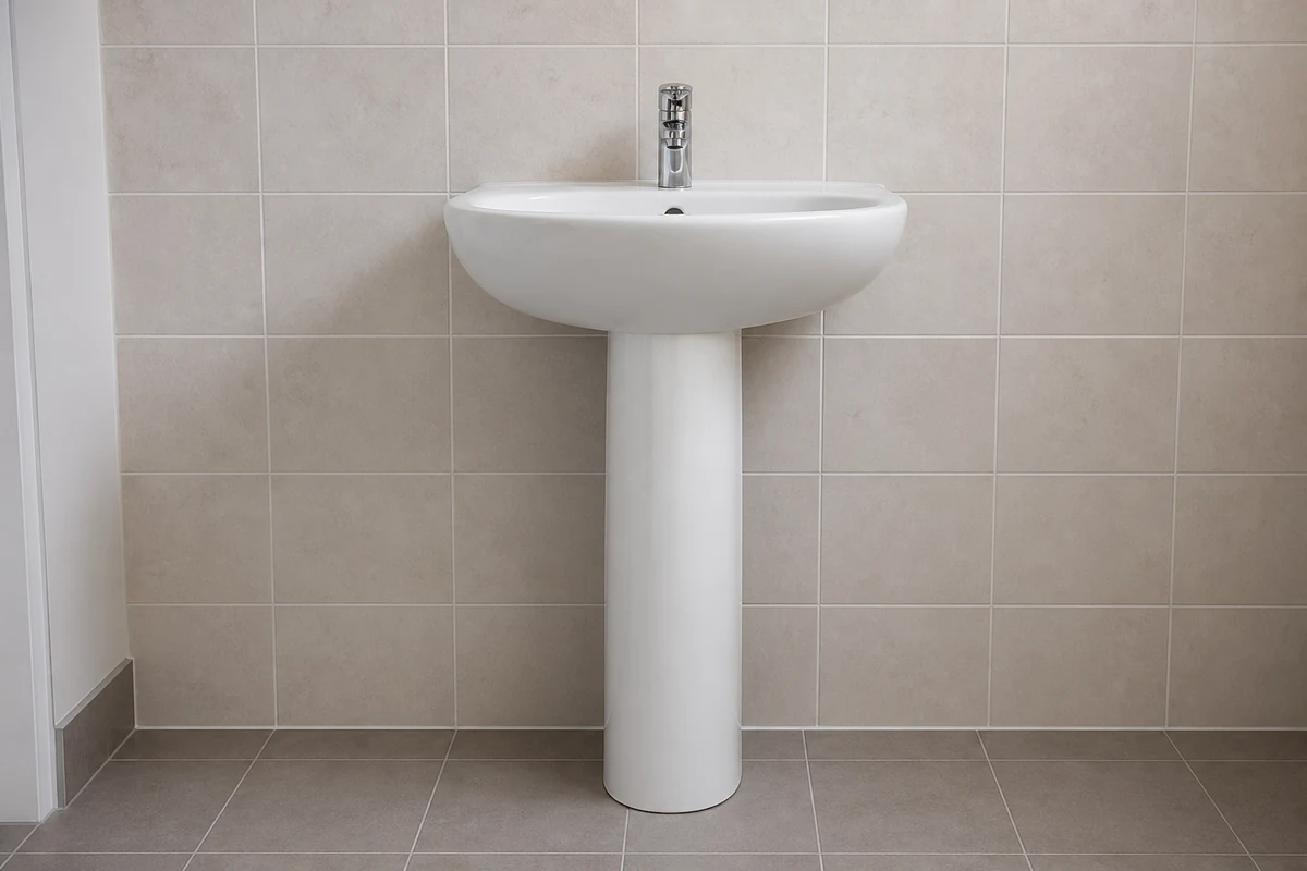 Lavabo sur colonne dans une salle de bain